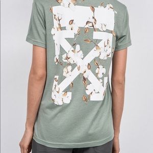 OFF-WHITE “Flower” T-Shirt in Mint Green - Size Small